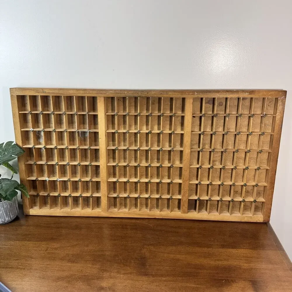 Antique New Departure Patented Printer's Type Case Drawer Wood Trinket Shelf